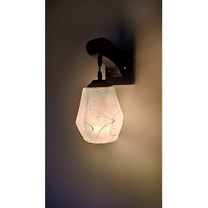 arus wooden and glass white curved line pattern pink shade downlight fancy wall light for home white-pink  pack of 1