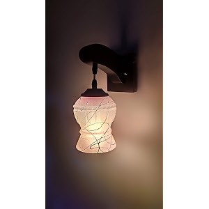 arus wooden and glass white curved line pattern pink shade downlight fancy wall lamp for home white  pack of 1