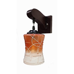 arus wooden and glass white curved line pattern orange shade downlight fancy wall lamp for home white-orange  pack of 2