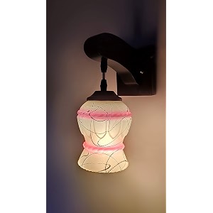 arus wooden and glass white curved line pattern pink white shade downlight fancy wall lamp for home pink-white  pack of 1