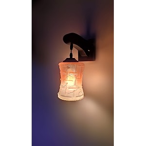 arus wooden and glass white curved line pattern orange shade downlight fancy wall lamp for home white-orange  pack of 1