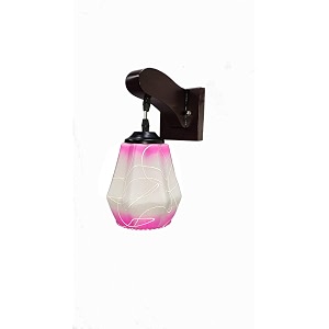 arus wooden and glass white curved line pattern pink shade downlight fancy wall lamp for home white-pink  pack of 2