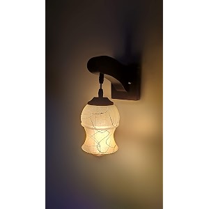 arus wooden and glass white curved line pattern yellow spray shade downlight fancy wall light for home yellow  pack of 1