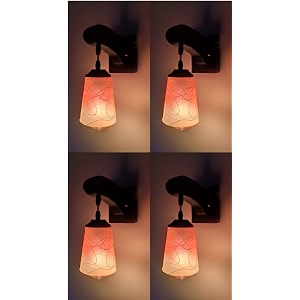 arus wooden and glass white curved line design orange white shade downlight fancy wall light for home orange-white  pack of 4