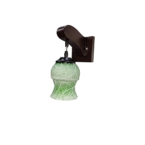 arus wooden and glass white curved line pattern green spray shade downlight fancy wall light for home green  pack of 2