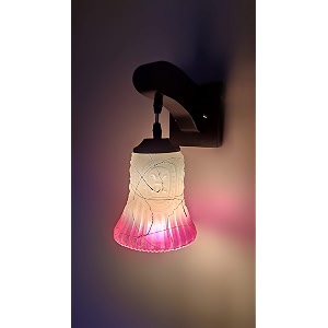 arus wooden and glass white curved line pattern pink white shade downlight fancy wall lamp for home pink-white  pack of 1