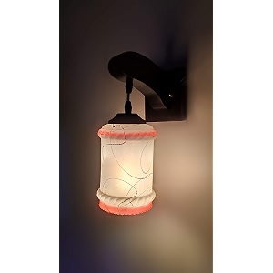arus wooden and glass white curved line pattern orange white shade downlight fancy wall lamp for home orange-white  pack of 1