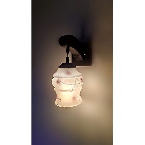 arus wooden and glass white curved line pattern brown shade downlight fancy wall lamp for home brown-white  pack of 1