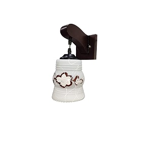 arus wooden and glass white curved line flower pattern brown white shade downlight fancy wall lamplight for home brown-white  pack of 2 lamp