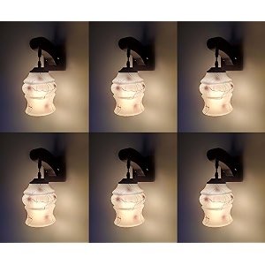 arus wooden and glass white curved line pattern brown shade downlight fancy wall lamp for home brown-white  pack of 6