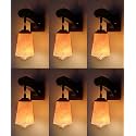 Arus Wooden and Glass White Curved Line Pattern Yellow White Shade Downlight Fancy Wall Light for Home (Yellow-White ; Pack of 6)