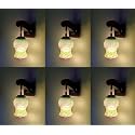 Arus Wooden and Glass White Curved Line Pattern Green Spray Shade Downlight Fancy Wall Light for Home (Green ; Pack of 6)