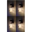Arus Wooden and Glass White Curved Line Pattern Brown Shade Downlight Fancy Wall Lamp for Home (Brown-White ; Pack of 4)