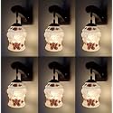 Arus Wooden and Glass White Curved Line Flower Pattern Brown White Shade Downlight Fancy Wall Lamp for Home (Brown-White ; Pack of 6)