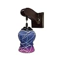 Arus Wooden and Glass White Curved Line Pattern Pink Blue Shade Downlight Fancy Wall Lamp for Home (Pink-Blue ; Pack of 2)