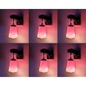 Arus Wooden and Glass White Curved Line Pattern Pink White Shade Downlight Fancy Wall Light for Home (Pink-White ; Pack of 6)