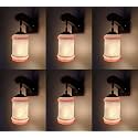 Arus Wooden and Glass White Curved Line Pattern Orange White Shade Downlight Fancy Wall Lamp for Home (Orange-White ; Pack of 6)