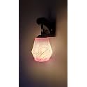 Arus Wooden and Glass White Curved Line Pattern Pink Shade Downlight Fancy Wall Lamp for Home (White-Pink ; Pack of 1)