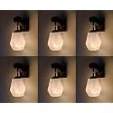 Arus Wooden and Glass White Curved Line Pattern Pink Shade Downlight Fancy Wall Light for Home (White-Pink ; Pack of 6)