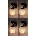 Arus Wooden and Glass White Curved Line Pattern White Brown Shade Downlight Fancy Wall Light for Home (Brown-White ; Pack of 4)