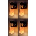 Arus Wooden and Glass White Curved Line Pattern Yellow White Shade Downlight Fancy Wall Light for Home (Yellow-White ; Pack of 4)