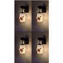 Arus Wooden and Glass White Curved Line Flower Pattern Brown White Shade Downlight Fancy Wall Light for Home (Brown-White ; Pack of 4)