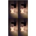 Arus Wooden and Glass White Curved Line Pattern Pink Shade Downlight Fancy Wall Lamp for Home (White ; Pack of 4)