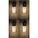 Arus Wooden and Glass White Curved Line Pattern White Shade Downlight Fancy Wall Lamp for Home (White ; Pack of 4)