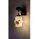 Arus Wooden and Glass White Curved Line Flower Pattern Brown White Shade Downlight Fancy Wall Light for Home (Brown-White ; Pack of 1)