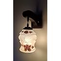 Arus Wooden and Glass White Curved Line Flower Pattern Brown White Shade Downlight Fancy Wall Lamp for Home (Brown-White ; Pack of 1)