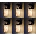 Arus Wooden and Glass White Curved Line Pattern White Shade Downlight Fancy Wall Lamp for Home (White ; Pack of 6)