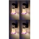 Arus Wooden and Glass White Curved Line Pattern Purple White Shade Downlight Fancy Wall Lamp for Home (Purple-White ; Pack of 4)