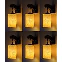 Arus Wooden and Glass White Curved Line Pattern Yellow Shade Downlight Wall Lamp for Home (Yellow ; Pack of 6)