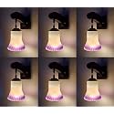 Arus Wooden and Glass White Curved Line Pattern Purple White Shade Downlight Fancy Wall Lamp for Home (Purple-White ; Pack of 6)
