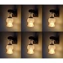 Arus Wooden and Glass White Curved Line Pattern Yellow Spray Shade Downlight Fancy Wall Light for Home (Yellow ; Pack of 6)