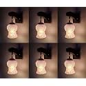 Arus Wooden and Glass White Curved Line Pattern Pink Shade Downlight Fancy Wall Lamp for Home (White ; Pack of 6)
