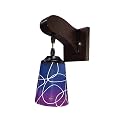 Arus Wooden and Glass White Curved Line Pattern Pink Blue Shade Downlight Fancy Wall Light for Home (Pink-Blue ; Pack of 2)