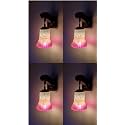 Arus Wooden and Glass White Curved Line Pattern Pink White Shade Downlight Fancy Wall Lamp for Home (Pink-White ; Pack of 4)