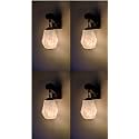 Arus Wooden and Glass White Curved Line Pattern Pink Shade Downlight Fancy Wall Light for Home (White-Pink ; Pack of 4)