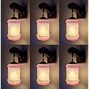 Arus Wooden and Glass White Curved Line Pattern Pink White Shade Downlight Fancy Wall Lamp for Home (Pink-White ; Pack of 6)