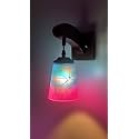 Arus Wooden and Glass White Curved Line Pattern Pink Blue Shade Downlight Fancy Wall Light for Home (Pink-Blue ; Pack of 1)