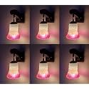Arus Wooden and Glass White Curved Line Pattern Pink White Shade Downlight Fancy Wall Lamp for Home (Pink-White ; Pack of 6)