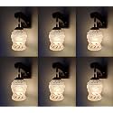 Arus Wooden and Glass White Curved Line Leaf Pattern Brown White Shade Downlight Fancy Wall Lamp for Home (Brown-White ; Pack of 6)