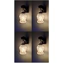 Arus Wooden and Glass White Curved Line Leaf Pattern Brown White Shade Downlight Fancy Wall Lamp for Home (Brown-White ; Pack of 4)