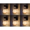 Arus Wooden and Glass White Curved Line Pattern Yellow Shade Downlight Fancy Wall Lamp for Home (White-Yellow ; Pack of 6)
