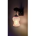 Arus Wooden and Glass White Curved Line Pattern Pink Shade Downlight Fancy Wall Lamp for Home (White ; Pack of 1)