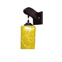 Arus Wooden and Glass White Curved Line Pattern Yellow Shade Downlight Wall Lamp for Home (Yellow ; Pack of 2)