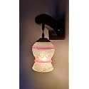 Arus Wooden and Glass White Curved Line Pattern Pink White Shade Downlight Fancy Wall Lamp for Home (Pink-White ; Pack of 1)