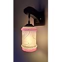 Arus Wooden and Glass White Curved Line Pattern Pink White Shade Downlight Fancy Wall Lamp for Home (Pink-White ; Pack of 1)