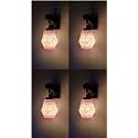Arus Wooden and Glass White Curved Line Pattern Pink Shade Downlight Fancy Wall Lamp for Home (White-Pink ; Pack of 4)